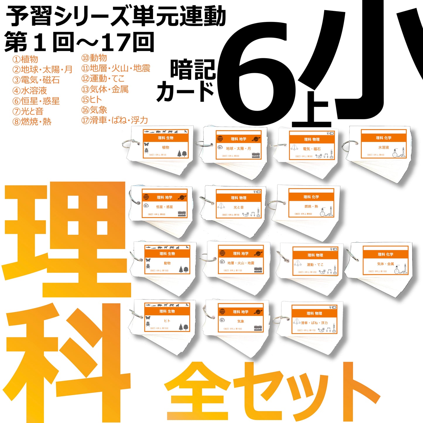 (暗記カード)6年上 理科 全セット 1-17回