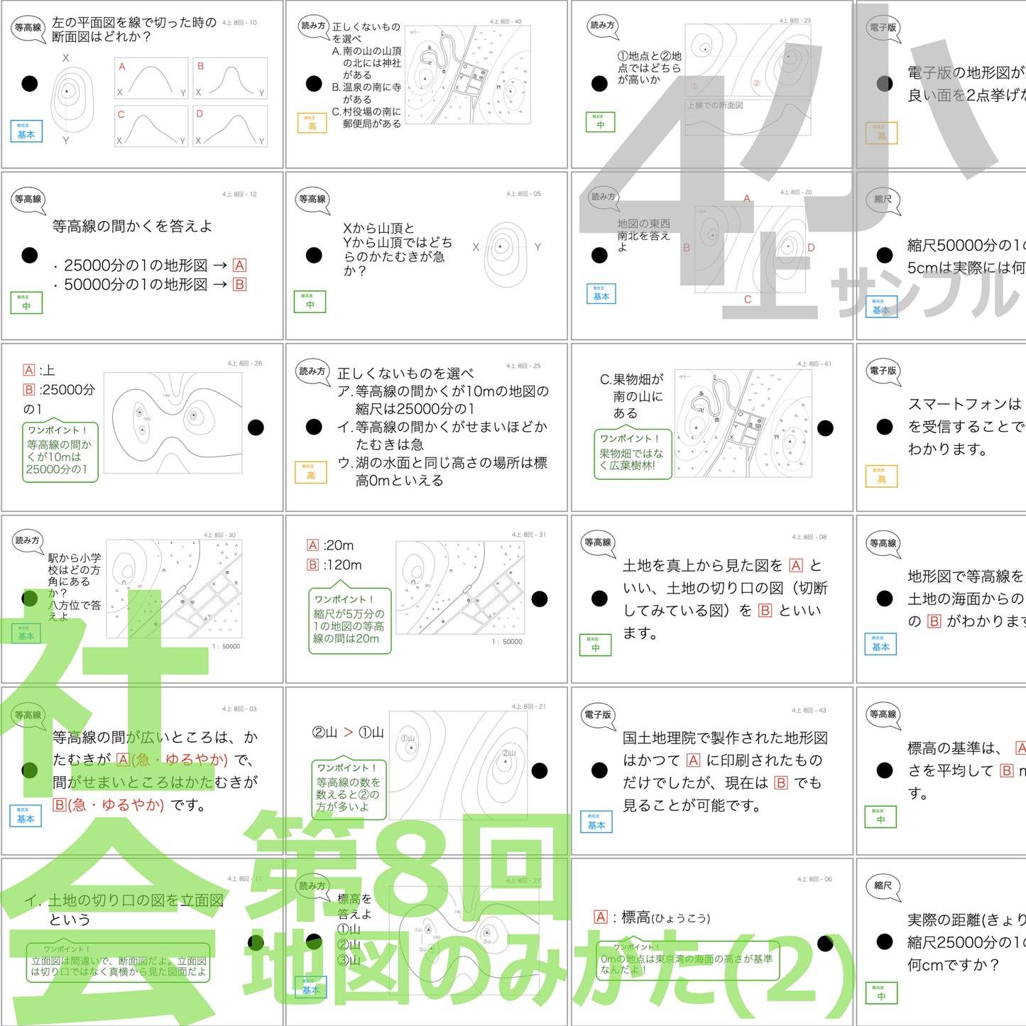 (暗記カード)4年上 社会 6-9回セット