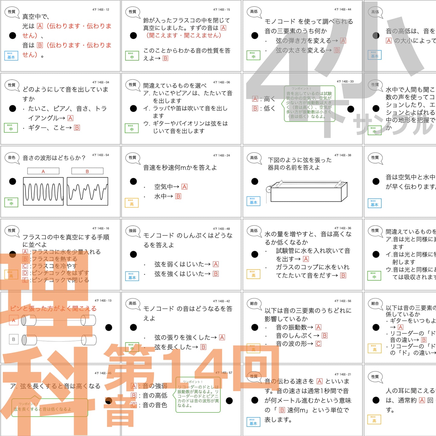 (暗記カード)4年下 全セット 社会・理科 1-18回