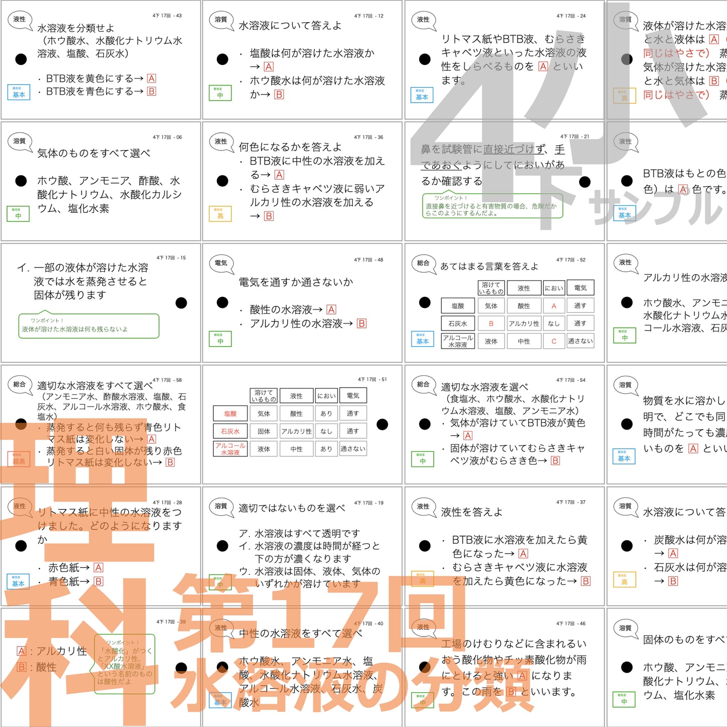 (暗記カード)4年下 全セット 社会・理科 1-18回