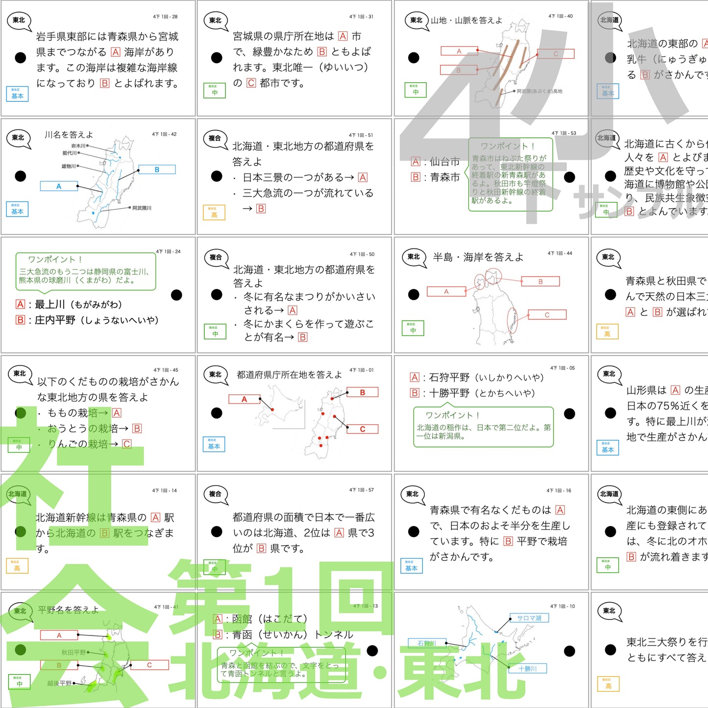 (暗記カード)4年下 全セット 社会・理科 1-18回