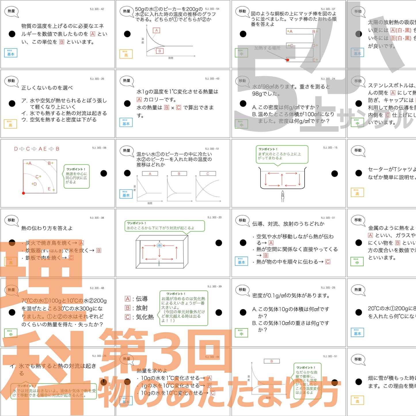 (暗記カード)5年上 社会・理科 1-9回 (ハーフセット)