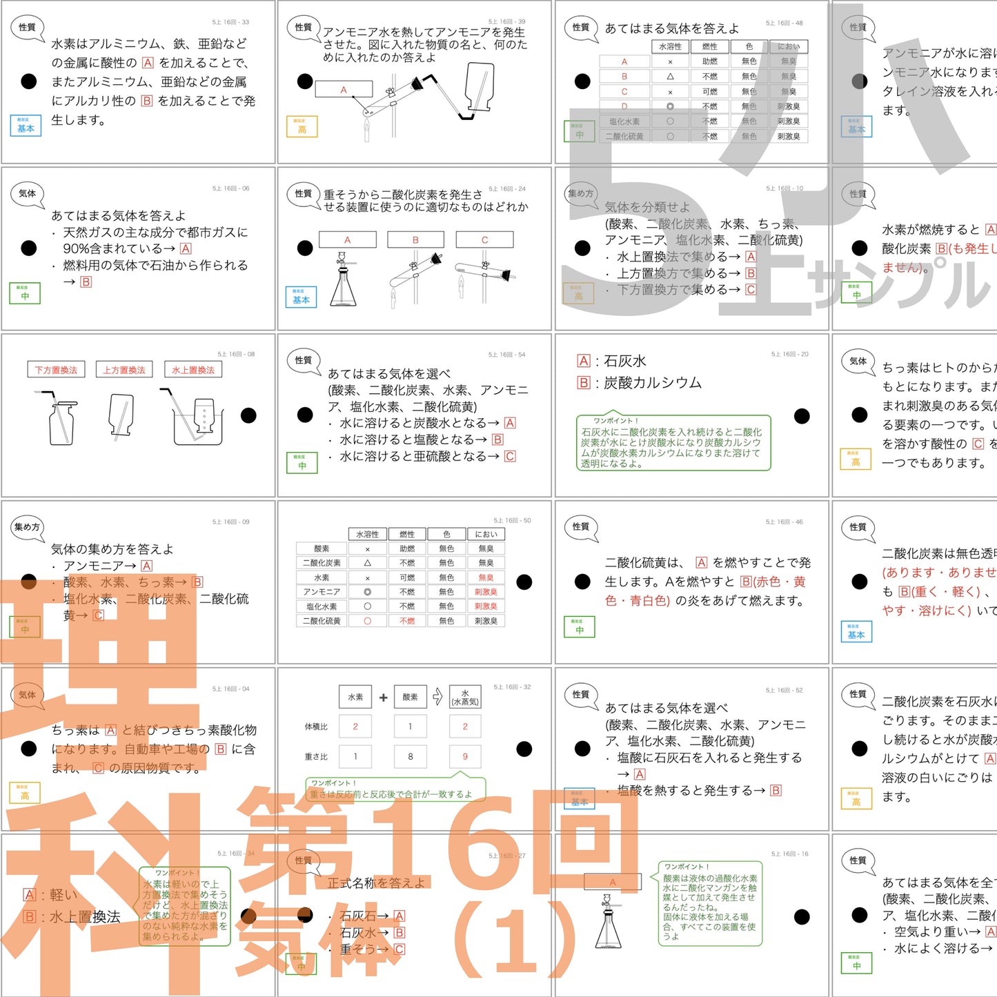 (暗記カード)5年上 理科 全セット 1-19回