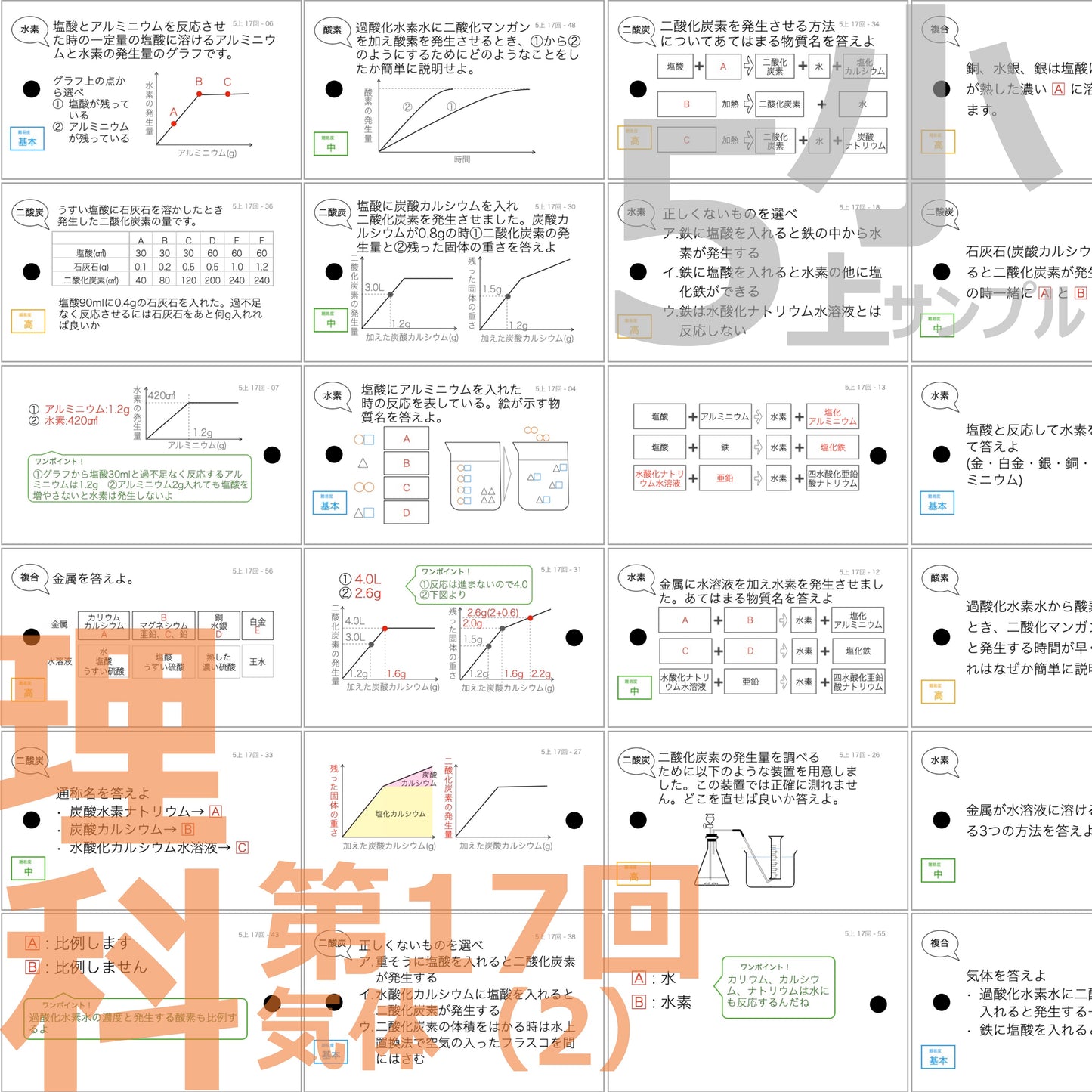 (暗記カード)5年生上下理社全セット(上期1~19回、下期1~18回)