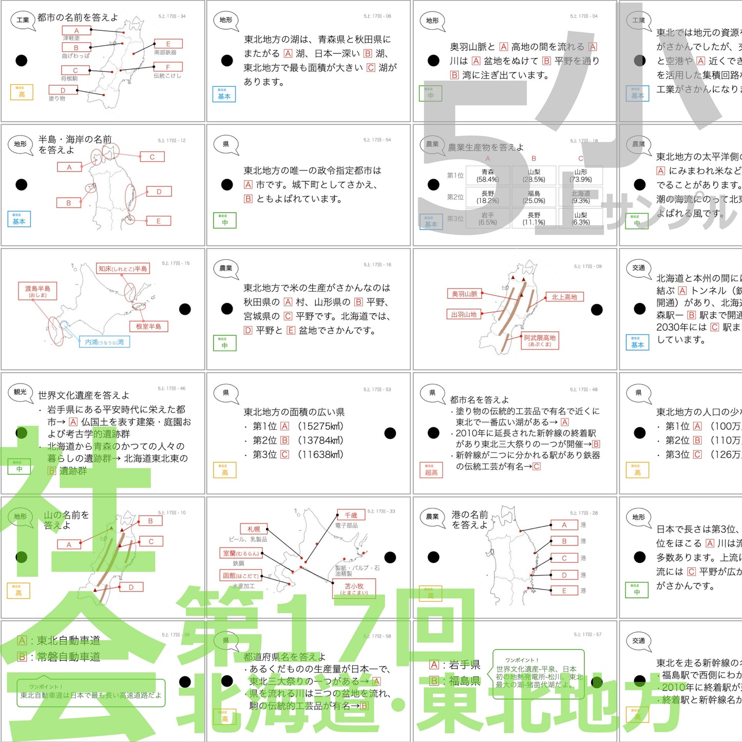 (暗記カード)5年上 全セット 社会・理科 1-19回