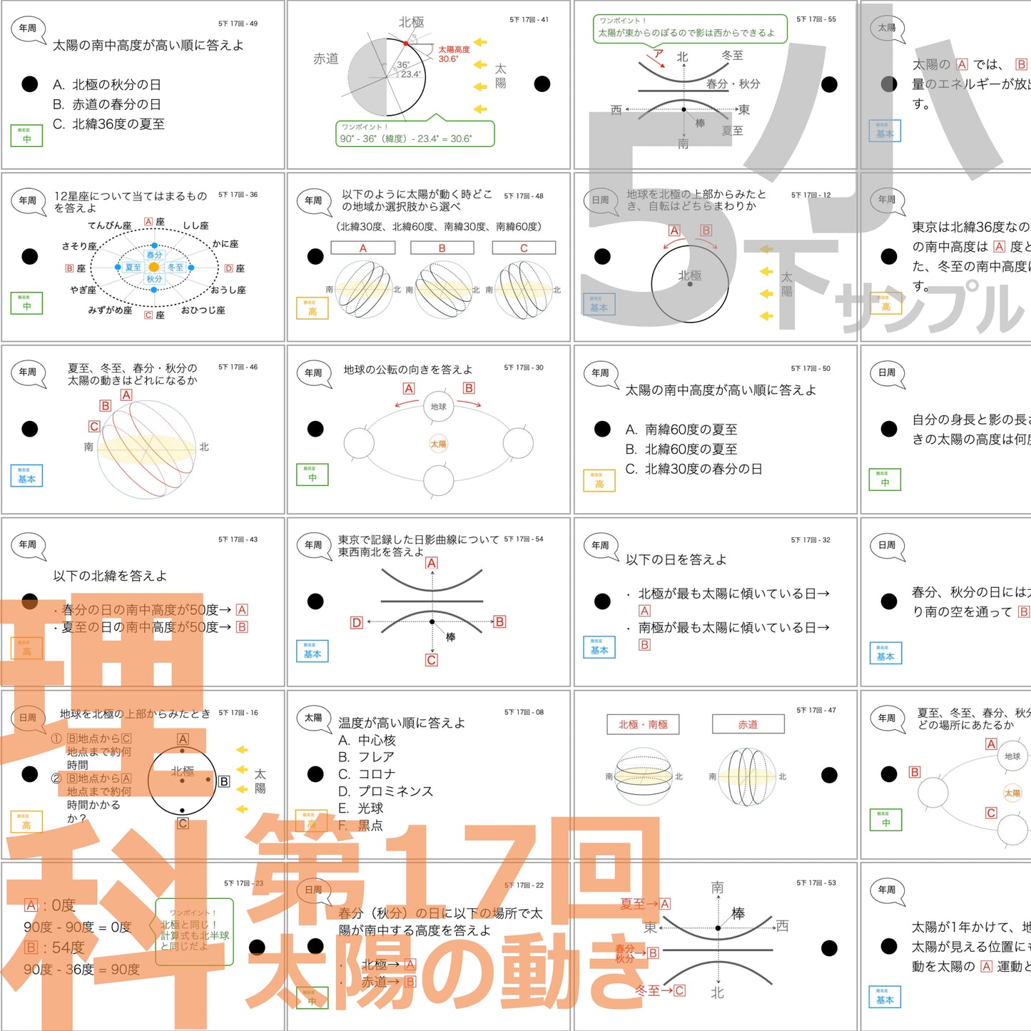 (暗記カード)5年生上下理社全セット(上期1~19回、下期1~18回)