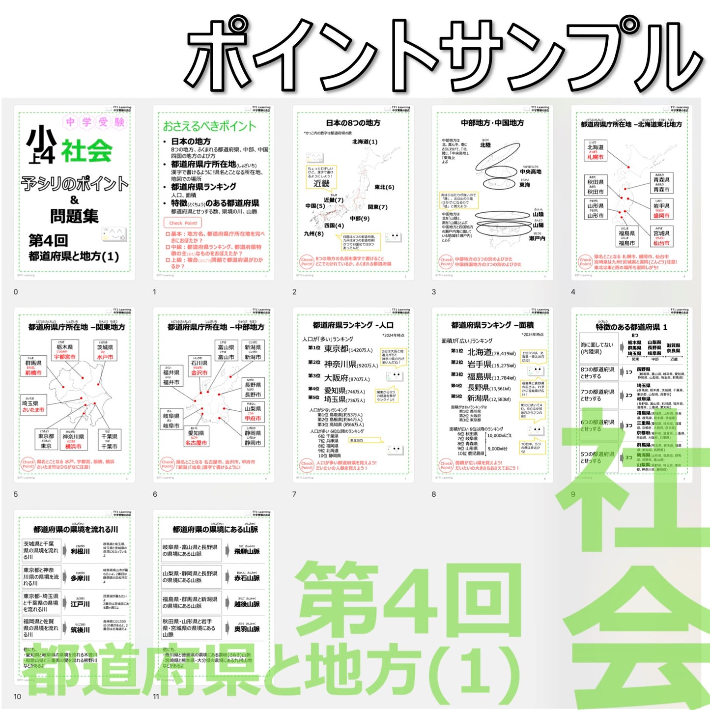 (PDF 予シリのポイント&問題集)4年上 社会(地理) 第4回 都道府県と地方(1)