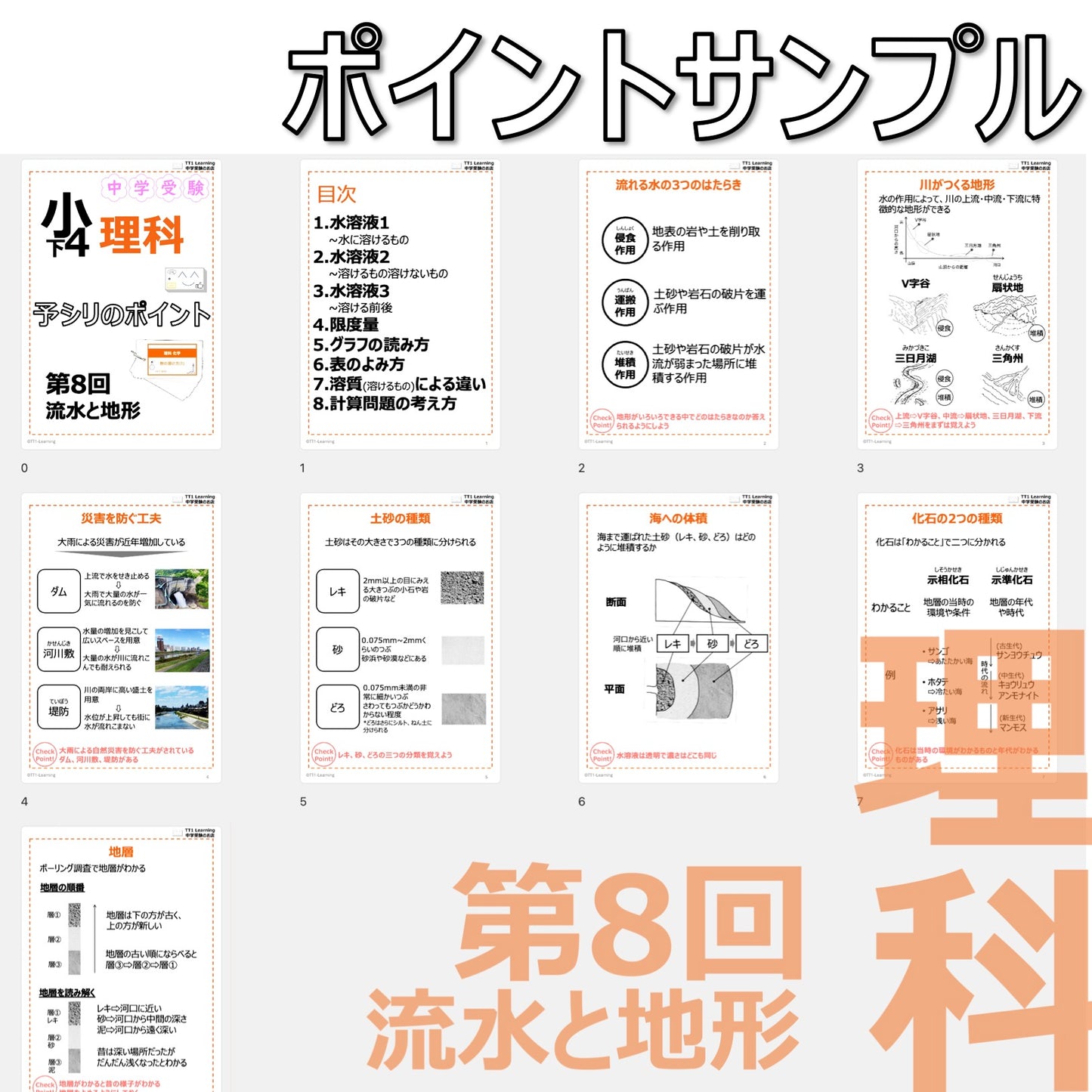 (PDF 予シリのポイント)4年下 理科 第8回(地学) 流水と地形 ダウンロードファイル