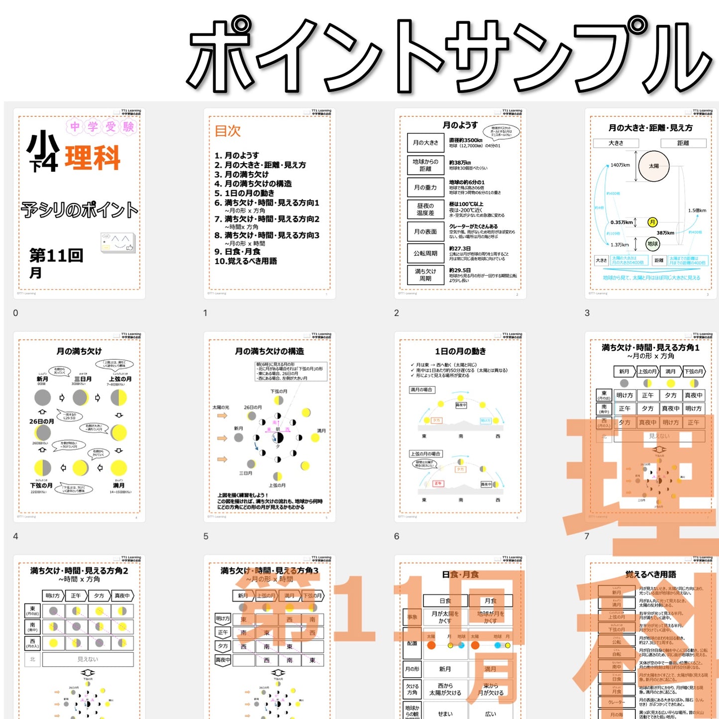 (PDF 予シリのポイント)4年下 理科 第11回(地学) 月 ダウンロードファイル