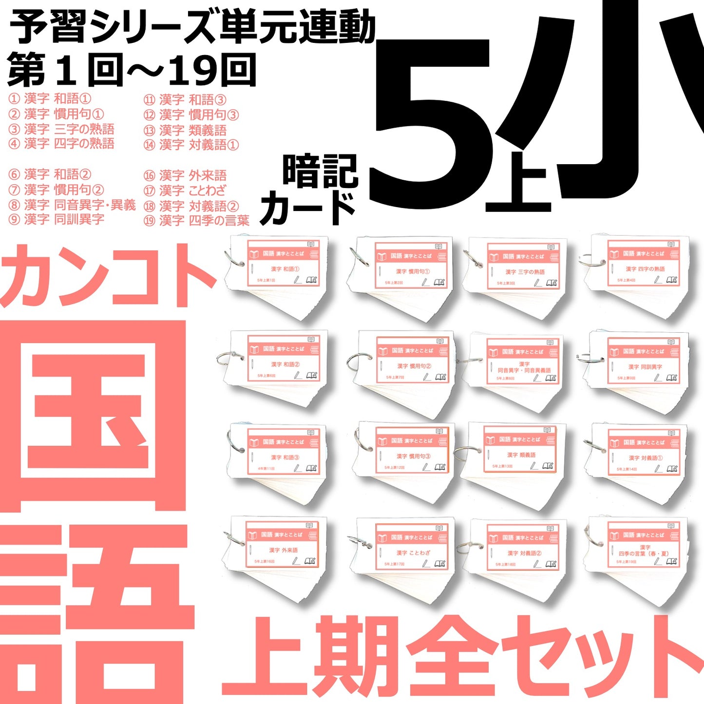 （暗記カード）5年上 国語 全セット 1-19回