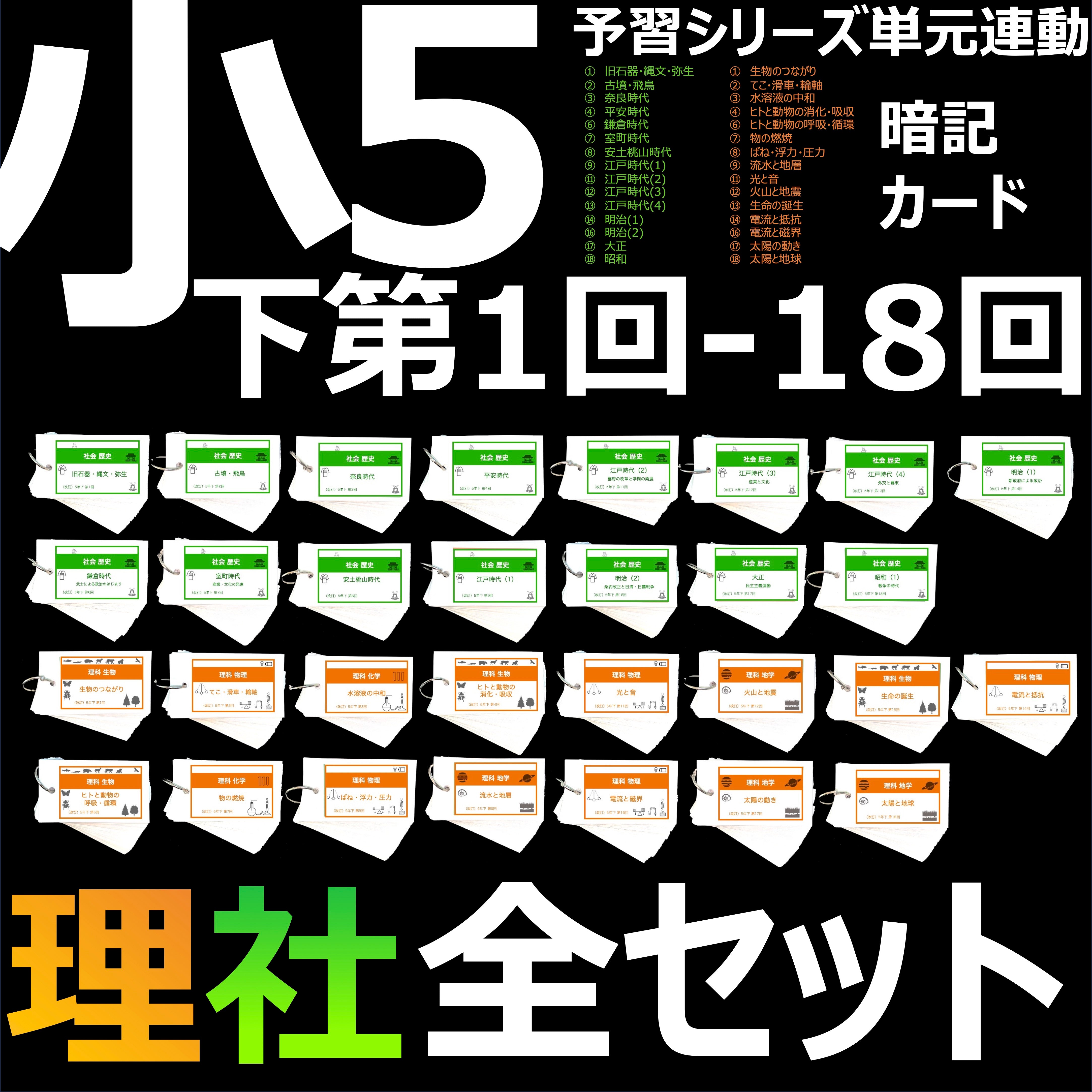 中学受験 暗記カード）5年下 全セット 社会・理科 1-18回 – TT1-Learning 中学受験のお店