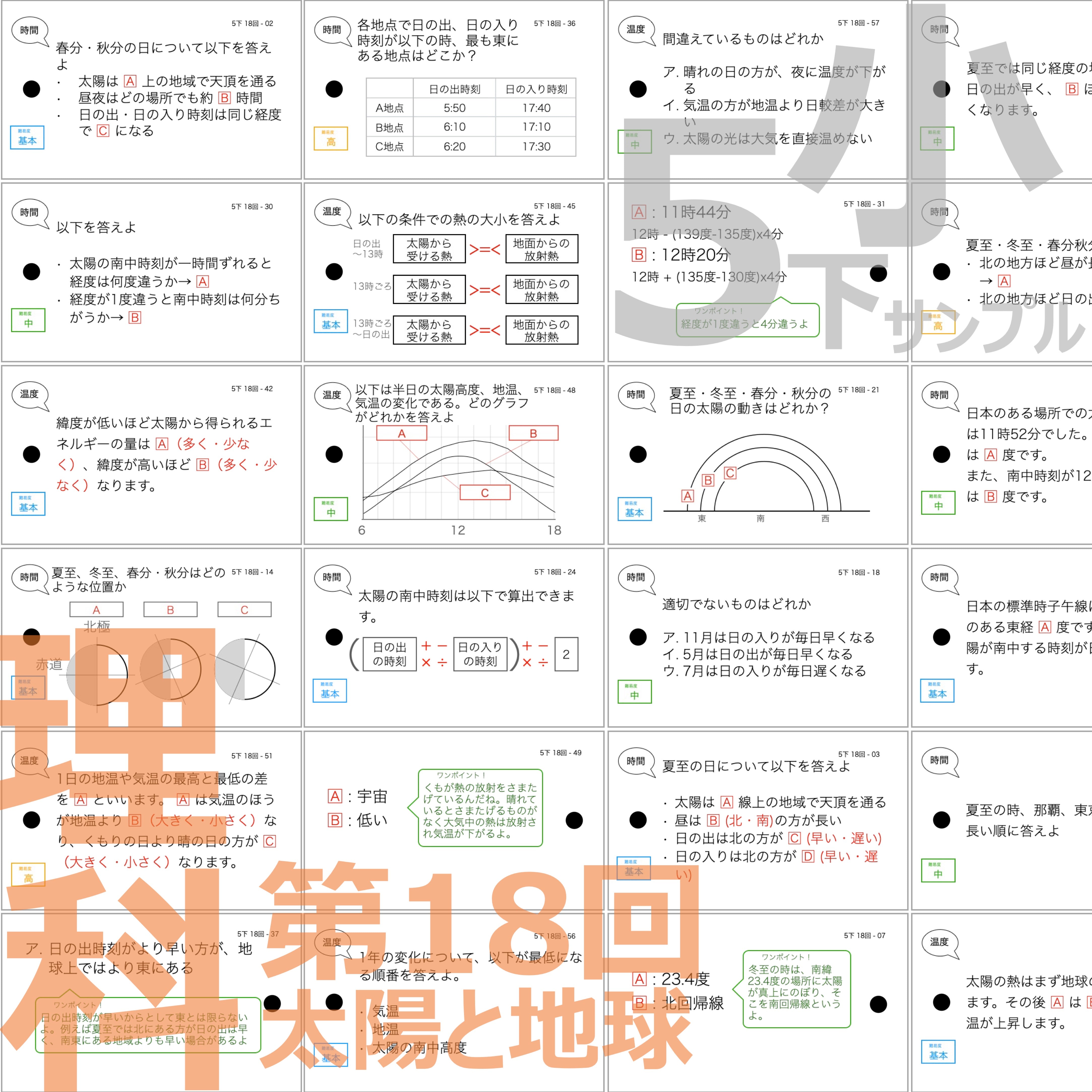 中学受験 暗記カード）5年下 理科 全セット 1-18回 – TT1-Learning 中学受験のお店