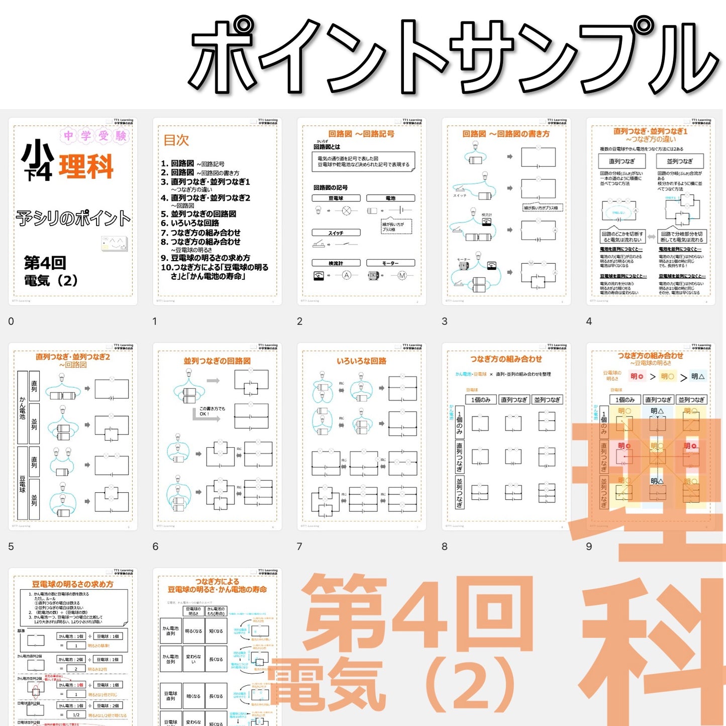 （PDF 予シリのポイント）4年下 理科 第4回(物理) 電気(2) ダウンロードファイル